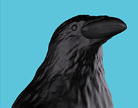 Perched Crow /// umbrella handle digital sculpting
