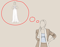 Choosing Wedding Dress Sketch Style Illustrations