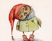 Owls. Watercolor illustration