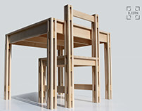 Furniture set inspired by vertical architecture.