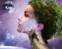 Tree girl in space
