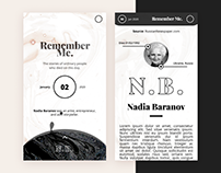 Obituary of the Day mobile app concept: Remember Me