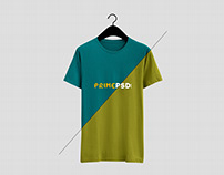 Men T-shirt Front View Free PSD Mockup