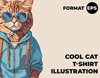 Cool Cat T-Shirt Illustration