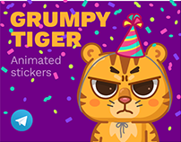 Animated stickers Grumpy Tiger