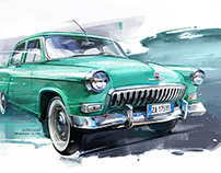 GAZ 21 Volga car illustration