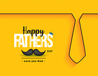 Fathers day yellow greeting card with tie