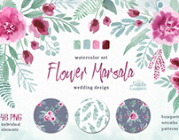 Watercolor floral marsala