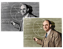 Colorisation of a photograph of Enrico Fermi