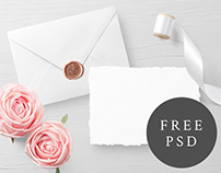 FREE PSD Wedding Invitation Card & Envelope