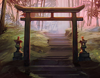 Japanese theme fighting background