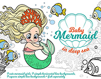 Baby mermaid in deep sea coloring pages constructor