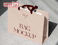 Free Shopping Bag on Street Mockup