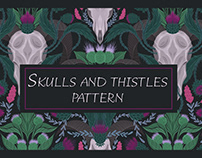 Skulls and thistles pattern