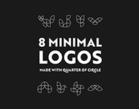 8 MINIMAL LOGOS (made only with quarter of circle)