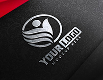 Logo Mockup On Black And Red Textile Background