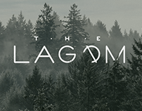Logotype for eco hotel LAGOM with A-frame cottages