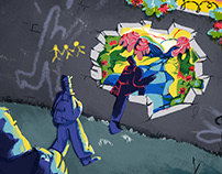 Editorial Illustrations for TheБабель about Berlin wall