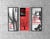 Free Three Poster PSD Mockup