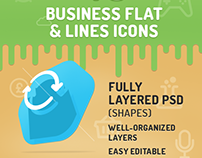 40 business flat icons set