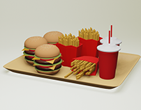Modeling a Hamburger & French Fries cola in Blender 3.2