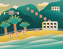 Illustration and animation: travel to the sea