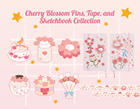 Cherry Blossom Pins, Tapes, Sketchbook Collection