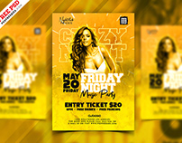 Crazy Friday Night Party Flyer PSD
