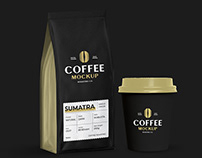 Coffee Cup & Bag Packaging FREE Mockup