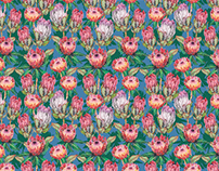 Watercolor King flowers pattern design
