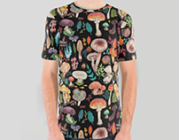 磨菇花園 Mushroom garden - watercolor textile design