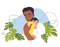 Father with Newborn Illustration
