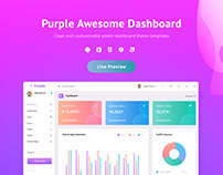 Purple Free bootstrap admin template & Free PSD