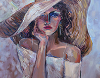 exclusive sale of a painting of a Lady in a hat