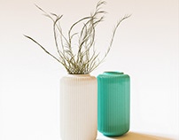 Ceramic and glass decorative vases 3D model