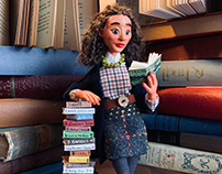 Book Lover Valeria Handmade Collectible Ooak Doll