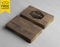 Free Wooden Business Card Mockup PSD