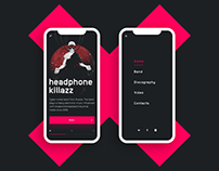 Headphone Killazz band web interface UI / UX