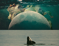 Collage art - Blue moon