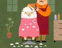 Haircut of sheep / hand-drawn