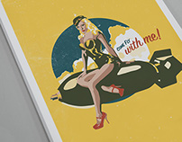 Vintage Pin-Up Girl Silkscreen Poster