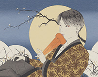 The Rest of the Artist [ukiyo-e inspired illustration]