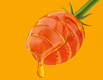 Honey and tomato sauce advertising