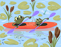 Frogs kayaking 🛶🐸🐸