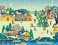 L.L.Bean Holiday Catalogue Cover Illustration