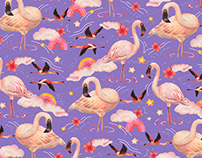 Flamingo pattern design - V2
