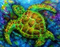 Art & Music - Honu - Green Sea Turtle & Hawaiian Chant