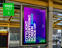 Free Warsaw Outdoor Citylight Ad Screen Mock-Up 9 v5