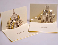 3D Popup Kirigami postcards with European monuments