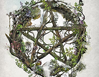 Wiccan Symbol Floral Pentacle